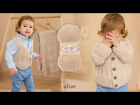 Видео: Вязать комплект Chunky Cable Stitch Baby с Alize Baby Best