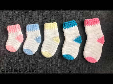 Видео: Простые вязаные крючком детские носки/носки пятого размера