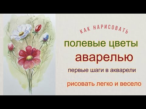 Видео: Как нарисовать Полевые цветы акварелью. Первые шаги в акварели