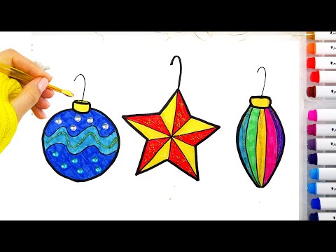 Видео: Как нарисовать Новогодние Ёлочные Игрушки | Рисунки для детей и начинающих