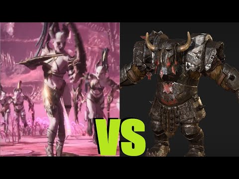 Видео: Возвышенные демонессы Слаанеша vs Черные орки: Total War Warhammer 3. тесты юнитов v 2.4.0