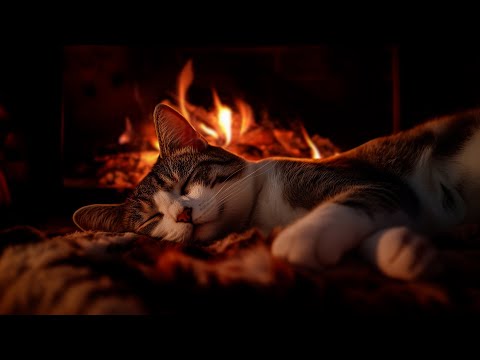 Видео: Мурлыкающий кот и горящий камин | ASMR-видео для вашего крепкого сна
