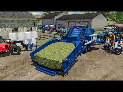 Видео: Обмотка силосных тюков и прессование на ферме Old Stream с использованием Goweil DLC | FS 22