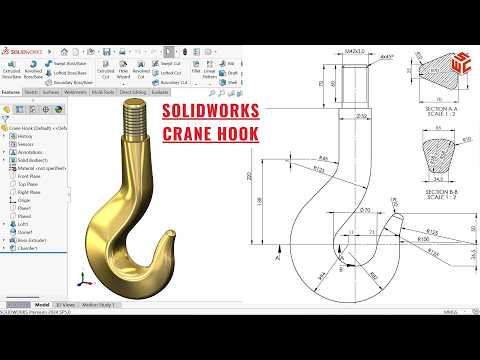 Видео: Учебное пособие по SolidWorks | Крюк крана — пошаговое моделирование