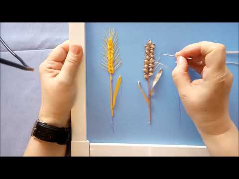 Видео: МК. Колоски в вышивке лентами. Часть 2.