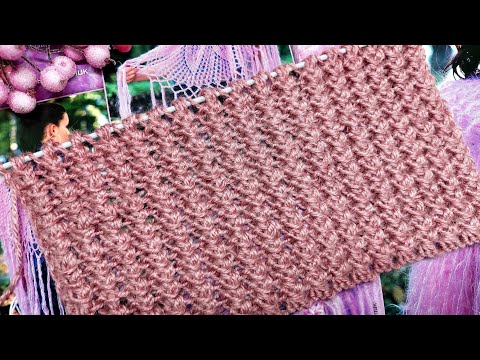 Видео: Узор спицами  Ажурные буклированные дорожки