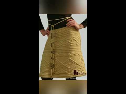 Видео: 100 идей для вязаных спицами юбок.