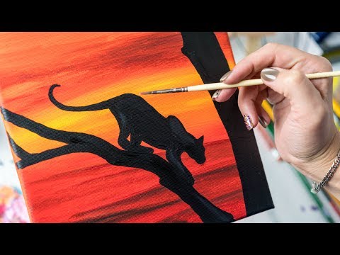 Видео: Пантера на Закате - Рисование акрилом / Homemade Illustration (4k)