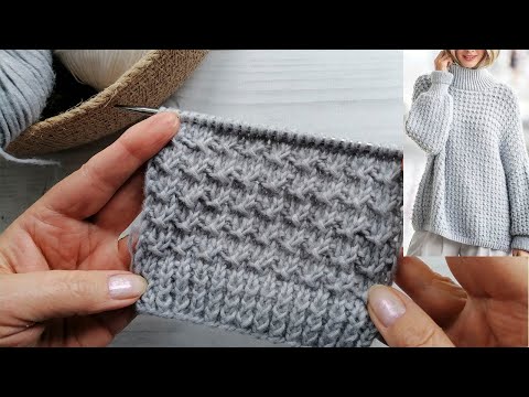 Видео: Крутой фактурный узор для свитера, кардигана