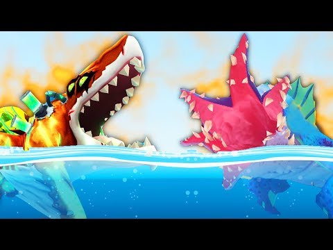 Видео: АКУЛА ПОЛУРАСПАДА ПРОТИВ ПОЖИРАКУЛЫ, БИТВА АКУЛ! | Hungry Shark Evolution vs Hungry Shark World