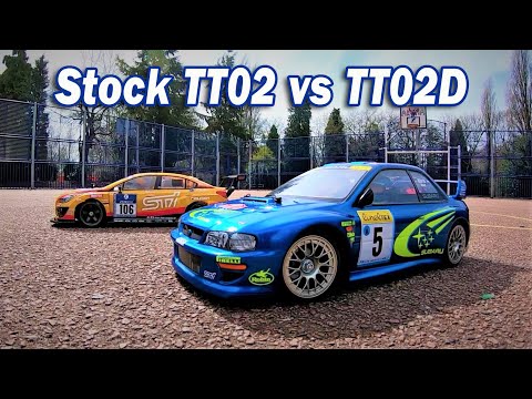 Видео: Стандартные Tamiya TT02 и TT02D: дрифт — есть ли разница? Subaru 99 против Subaru WRX STi