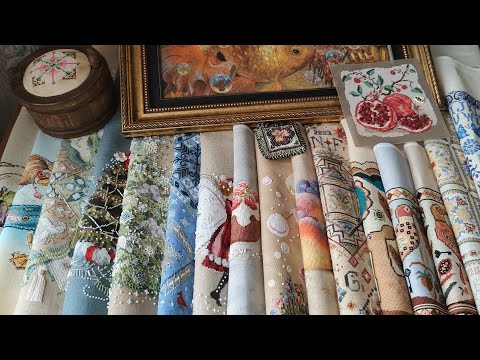 Видео: Вышивки мамы за 2020 год. Примитивы, сэмплеры, Волкова, Mirabilia, Lavender&Lace, Nora Corbett и др