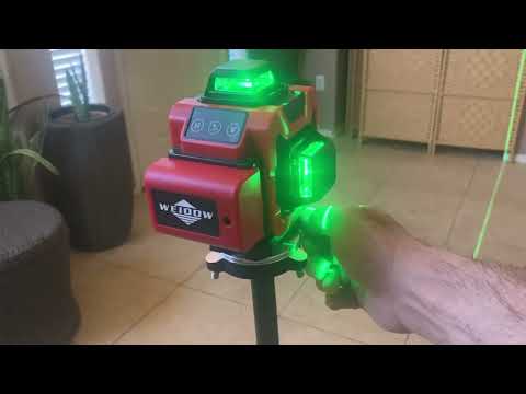 Видео: Лазерный уровень 360 с самовыравниванием и штативом, WEIDDW 4D, обзор лазерного уровня с 4 перекр...