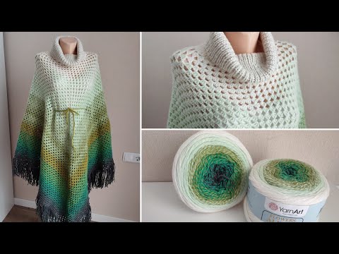 Видео: ✨ Пончо готова 😍 / пончо бабушкин квадрат / самый простой пончо на любой размер 🔥🔥🔥
