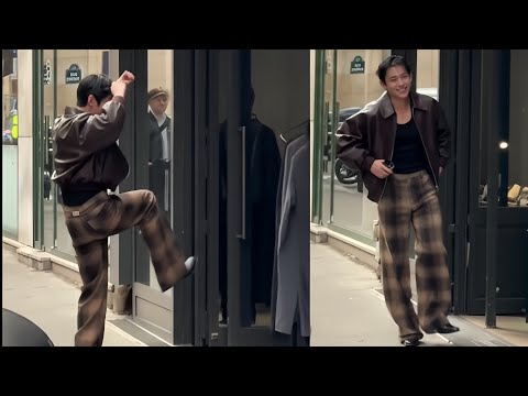 Видео: Тэхён танцует и бегает с Celine Crew перед возвращением в Корею!