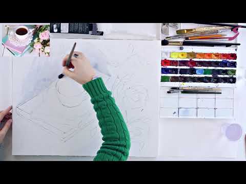 Видео: Мастер-класс по скетчингу «Кофе и розы» | Как нарисовать чашку с кофе поэтапно