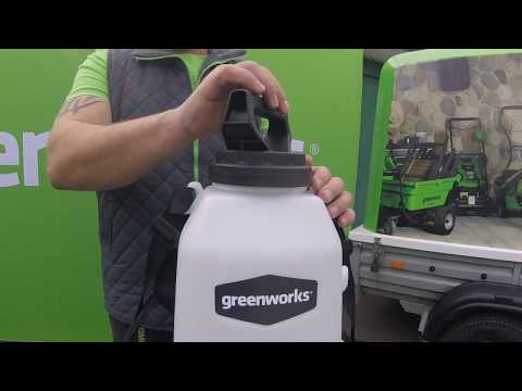 Видео: Аккумуляторный опрыскиватель Greenworks GSP1250, 24V