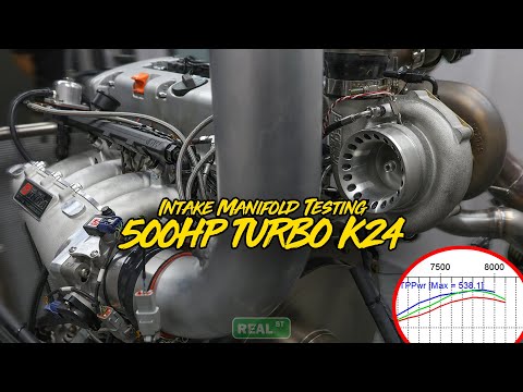 Видео: Тест впускного коллектора Turbo Stock K24 | Результаты на динамометре двигателя