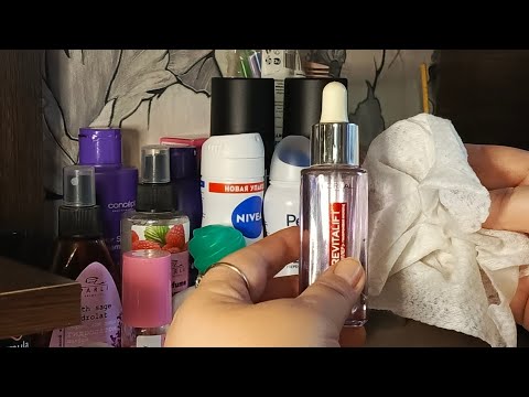 Видео: Асмр💜шепотом 💤 Уборка на полке 🧹. Баночки, скляночки, флакончики 🧴