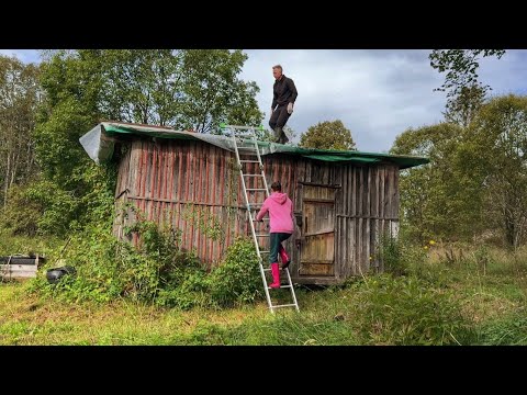 Видео: Один рабочий день на даче. Расхламление веранды. Косим траву и чиним крышу.