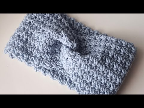 Видео: Повязка на голову крючком, мастер класс, красивый узор