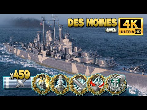 Видео: крейсер Des Moines: Хорошая одиночная игра на карте Haven - World of Warships