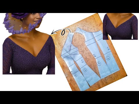 Видео: Как раскроить и сшить блузку-бюстье с открытыми плечами, V-образным вырезом и вытачками