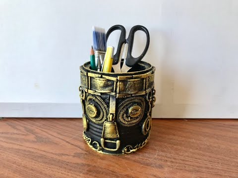 Видео: Organizer or vase from an old can. Органайзер или ваза из жестяной банки в стиле Стимпанк.