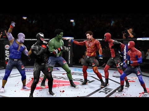 Видео: Самый НЕВЕРОЯТНЫЙ ТОП НОКАУТОВ ГЕРОЕВ МАРВЕЛ в UFC 3 /Веном Дедпул Халк Танос Человек-Паук
