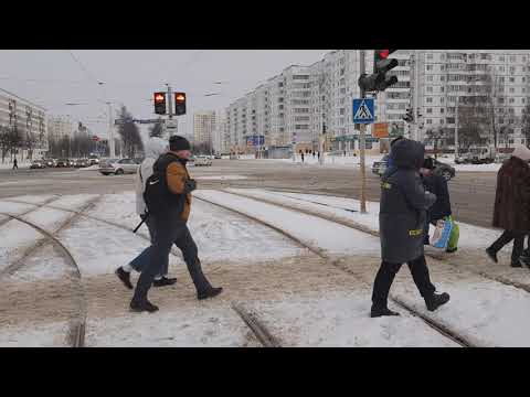 Видео: Витебский трамвай. Круг по седьмому маршруту. 25.12.2021