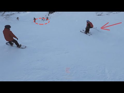 Видео: Лыжник чудом не погиб, провалившись на высокой скорости в ручей в «Красной Поляне»