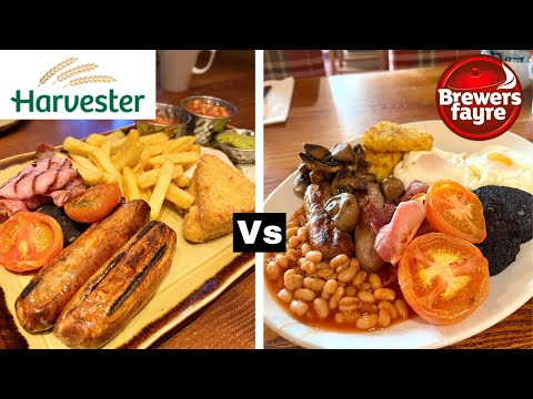 Видео: Harvester Breakfast против Brewers Fayre Breakfast — кто победит?