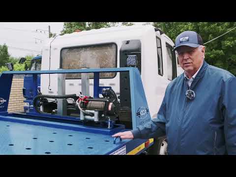 Видео: Эвакуатор платформа сдвижная с брилем . Эвакуация двух автомобилей полная и частичная погрузка.
