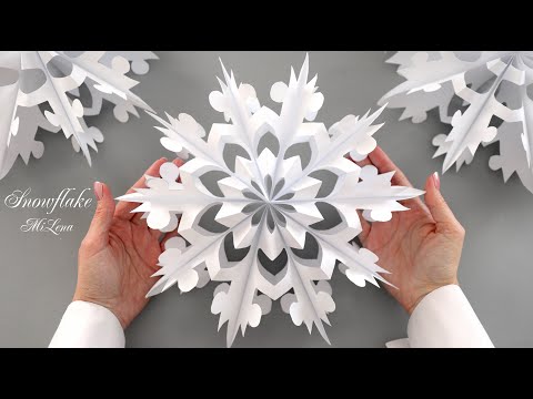 Видео: БОЛЬШАЯ ОБЪЕМНАЯ СНЕЖИНКА ИЗ БУМАГИ ❄️ 3D PAPER SNOWFLAKE ❄️