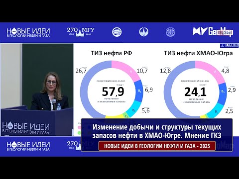 Видео: Анализ изменения добычи/структуры текущих запасов нефти в разных стратиграфических комплексах ХМАО