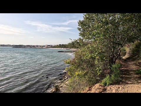 Видео: Прогулка по берегу Чёрного моря, г.Несебр, Тихий залив, Болгария /Ravda, Bulgaria