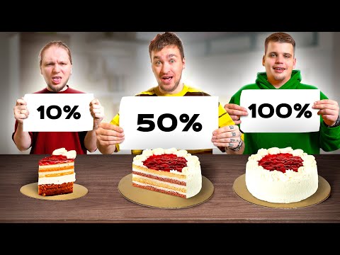 Видео: 10% VS 50% VS 100% от ЕДЫ ЧЕЛЛЕНДЖ!