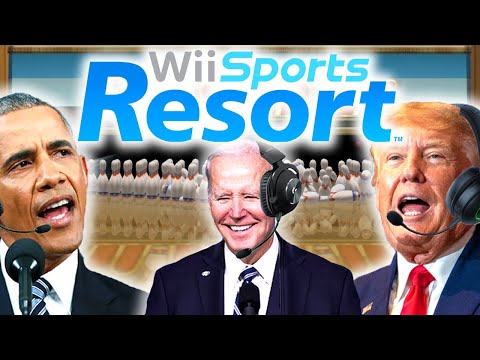 Видео: Президенты США играют в боулинг со 100 кеглями в Wii Sports Resort 4