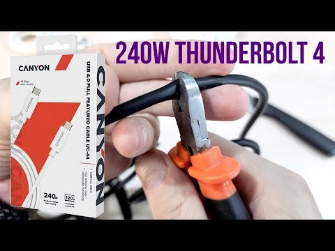 Видео: Кабели Canyon USB-C 240W Thunderbolt 4 разрезал и показал что внутри