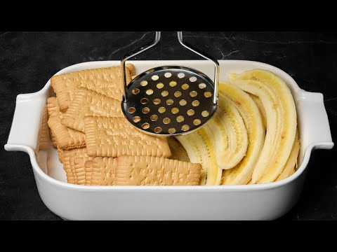 Видео: Взбейте банан с печеньем! Вы будете поражены! Вкусный десерт за 5 минут без выпечки