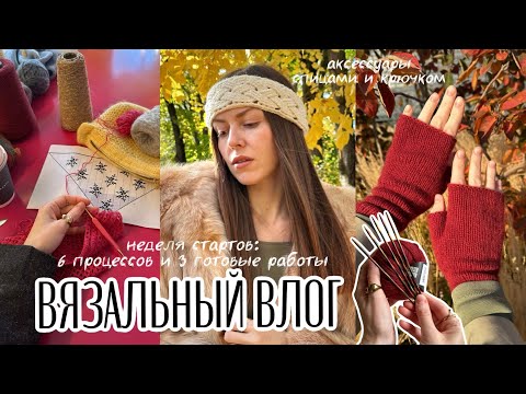 Видео: ВЯЗАЛЬНЫЙ ВЛОГ 🍂Неделя аксессуарных стартов: 6 процессов и 3 готовые работы🧣🧤