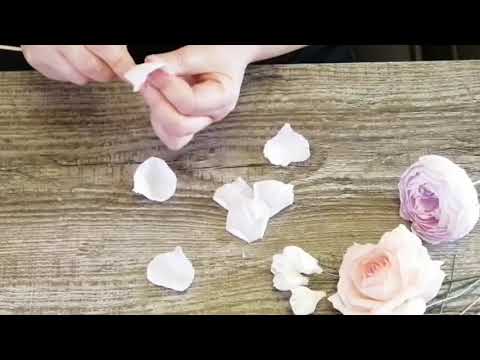Видео: Роза из гофры для лавандового букета.