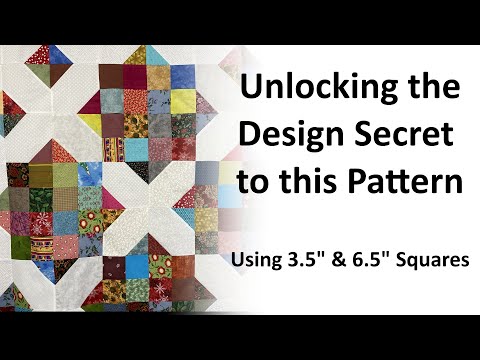 Видео: Раскрываем секрет дизайна этого лоскутного лоскутного узора — используя лоскуты размером 3,5 и 6,...