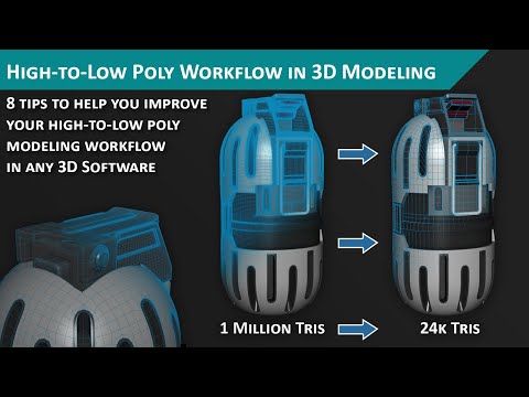 Видео: Рабочий процесс от высокополигональной к низкополигональной модели в 3D-моделировании
