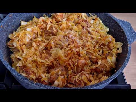 Видео: Тушеная капуста с мясом
