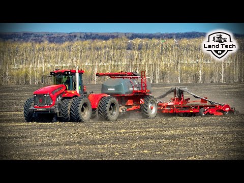 Видео: Трактор Кировец К742М и новый посевной комплекс HORSCH Pronto 9SW. Посев рапса!