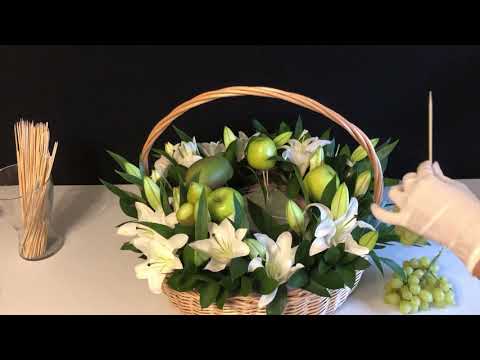 Видео: Корзина с цветами и фруктами. #Мастеркласс #masterclass