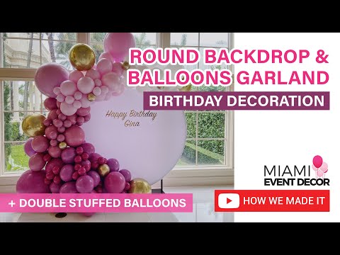 Видео: Круглый фон и гирлянда из двух воздушных шаров | Воздушные шары на день рождения