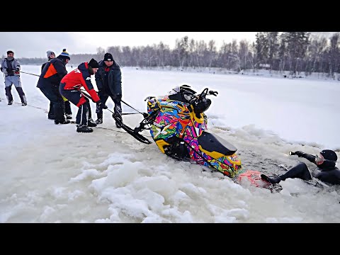 Видео: Экспедиция на снегоходах. УТОПИЛИ в Озере ДВА Снегохода.