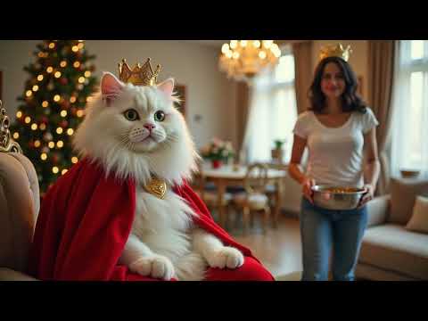 Видео: Новогоднее поздравление кота для хозяйки. Слова Богдана Филатова. Вокал и музыка ИИ.